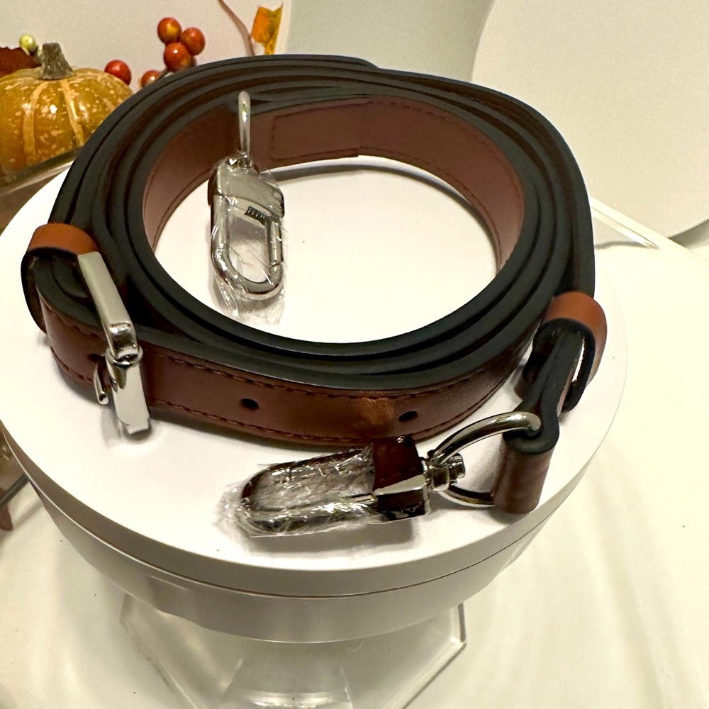 Unbranded Leather Strap - Beige w/Gold hardware OR Brown w/Silver hardware 47”